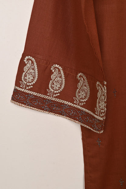 Carry Daman - Rust - CAMBRIC EMBROIDERED KURTI