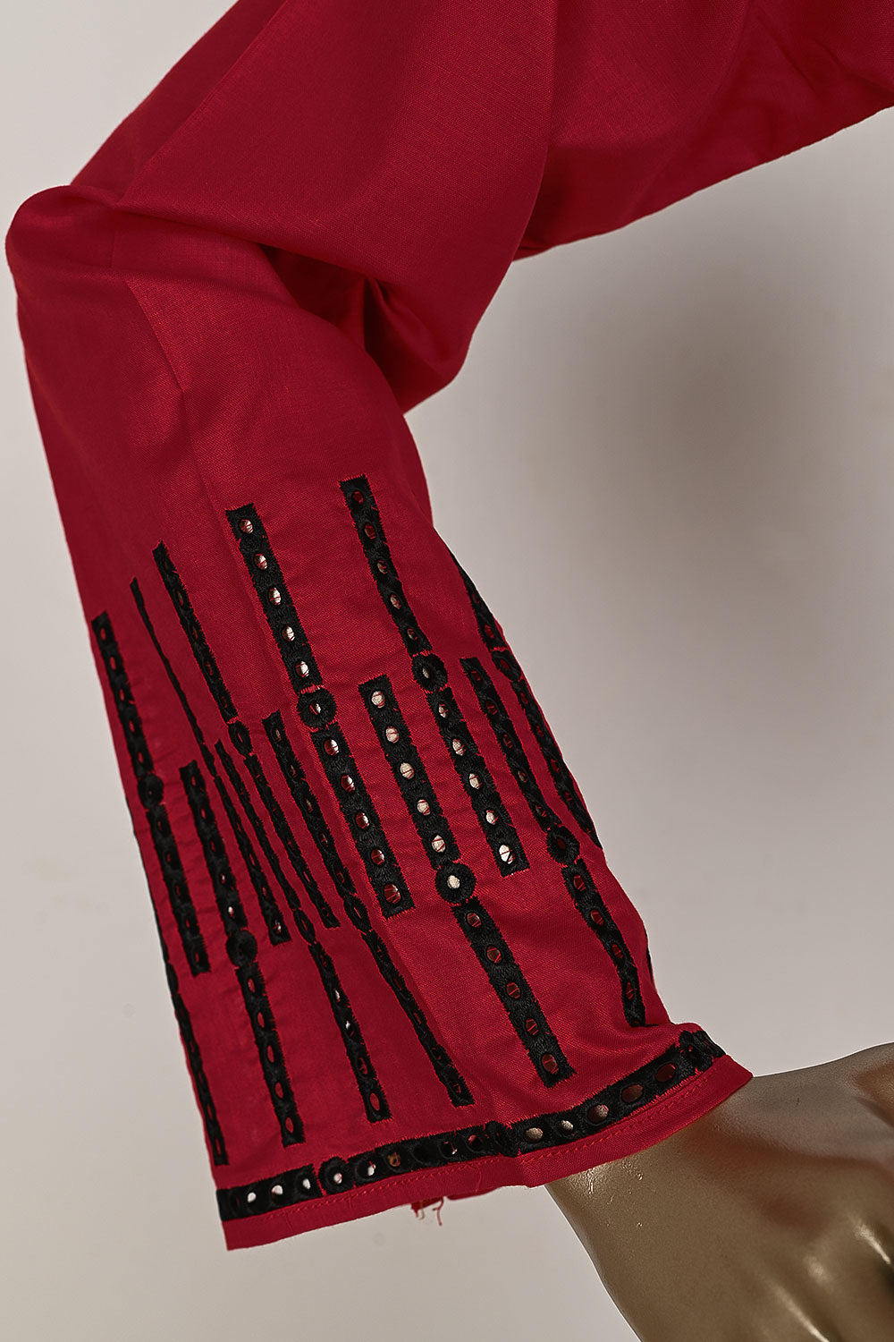 P-18-23-Red&Black- Boring | Cambric Embroidered Kurti