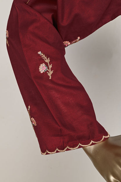 P-25-23-Maroon - Concrete | Cambric Embroidered Kurti