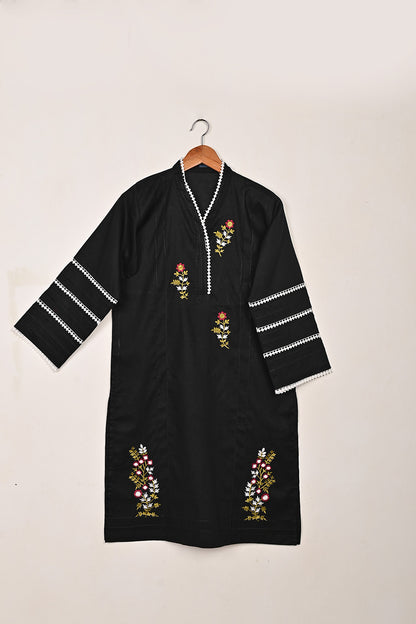 Groove - Black - CAMBRIC EMBROIDERED KURTI