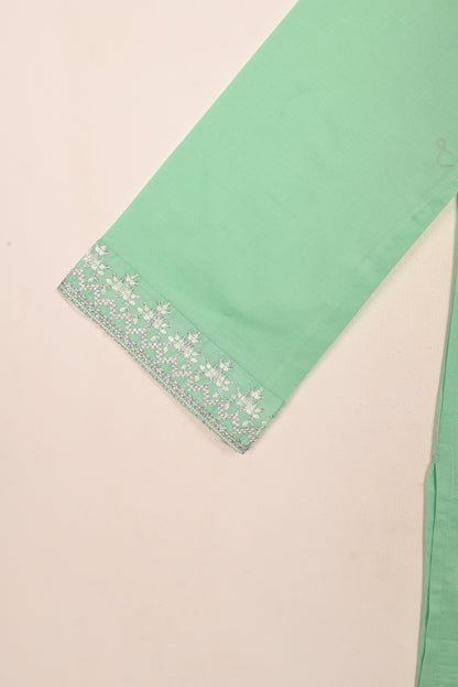 Rings - Sea Green- CAMBRIC EMBROIDERED KURTI