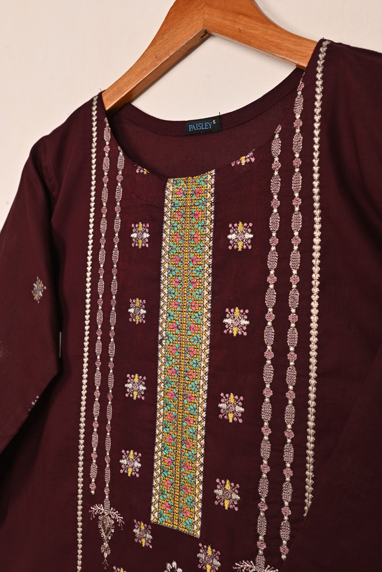 Podrum - Maroon - CAMBRIC EMBROIDERED KURTI