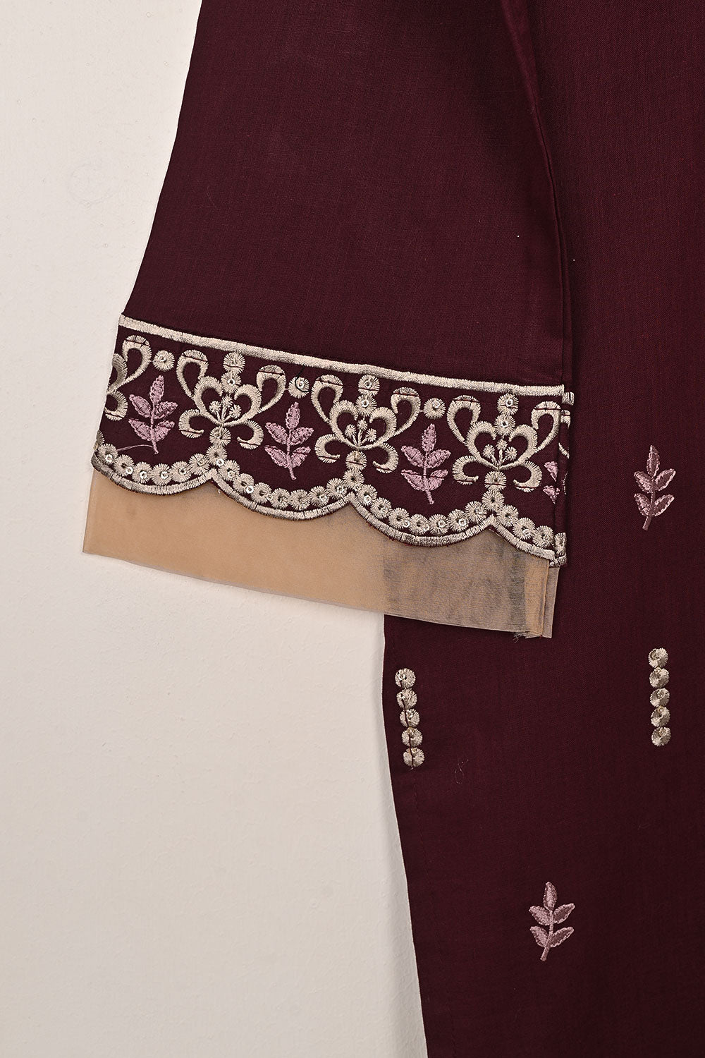 Elegant - Maroon - CAMBRIC EMBROIDERED KURTI