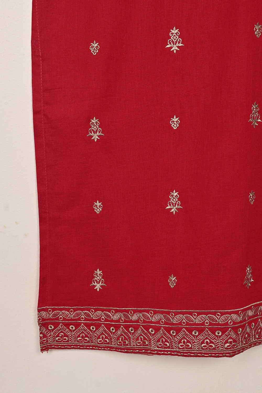 Parallel - Red - CAMBRIC EMBROIDERED KURTI