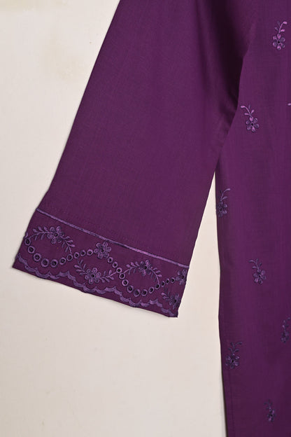 Chrome 2Pc - Purple- CAMBRIC EMBROIDERED DRESS