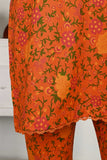 P-21-23-Orange - Garden Gulab | 2Pc Cambric Printed Shirt With Printed Trouser
