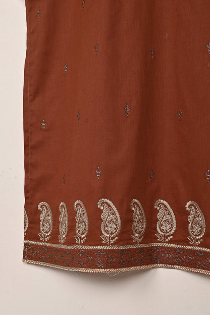 Carry Daman - Rust - CAMBRIC EMBROIDERED KURTI