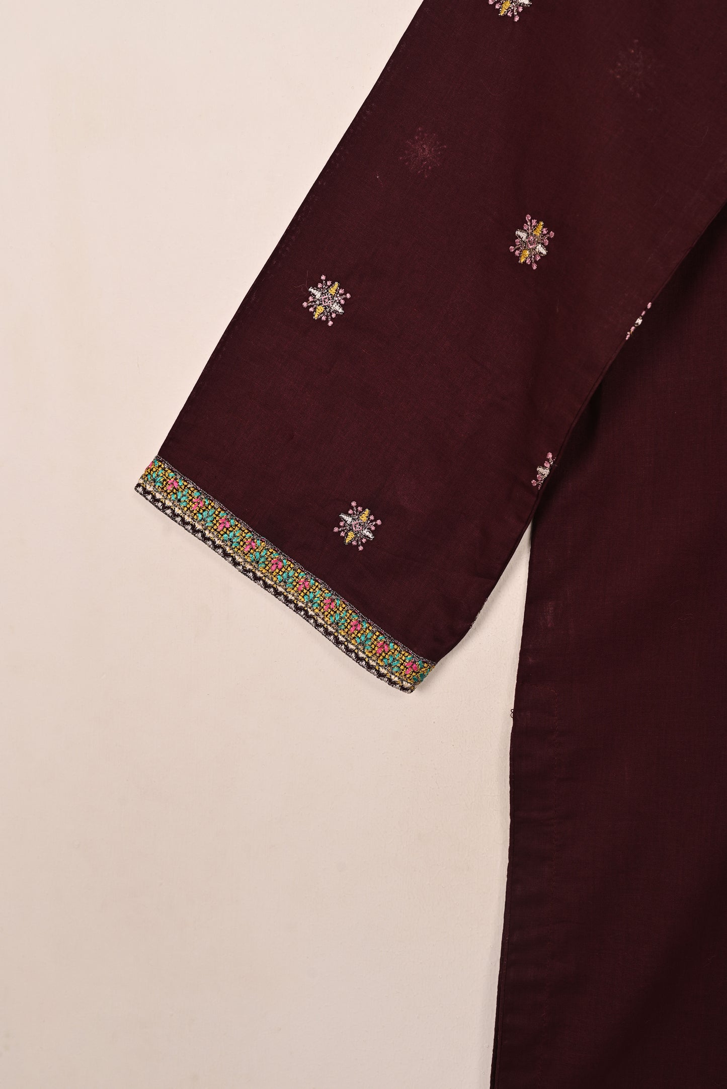 Podrum - Maroon - CAMBRIC EMBROIDERED KURTI