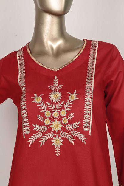 P-60-22-RED BREACH RED | COTTON EMBROIDERED KURTI