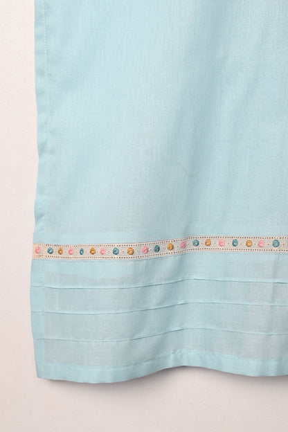 Solids - Sky Blue - CAMBRIC EMBROIDERED KURTI