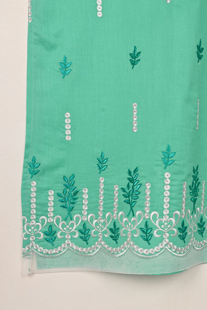 Elegant - Sea Green - CAMBRIC EMBROIDERED KURTI