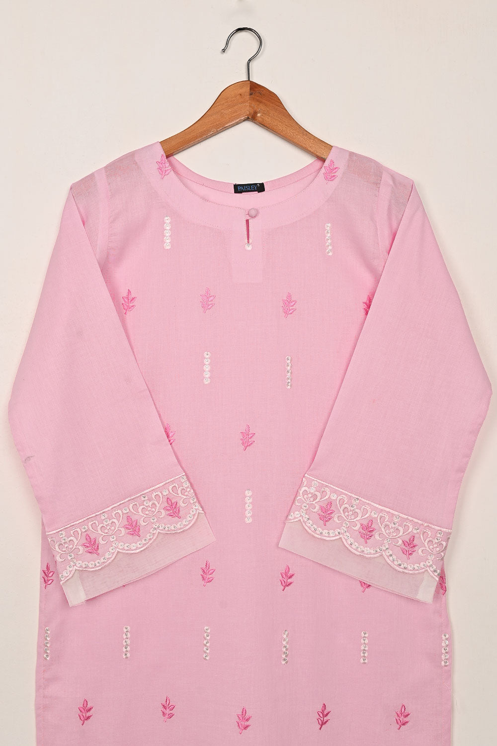 Elegant - Pink - CAMBRIC EMBROIDERED KURTI