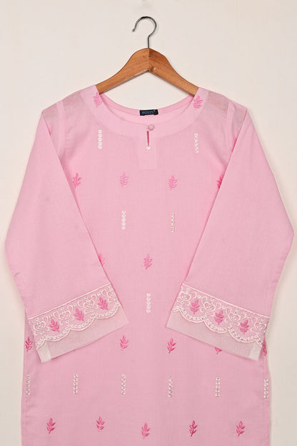 Elegant - Pink - CAMBRIC EMBROIDERED KURTI