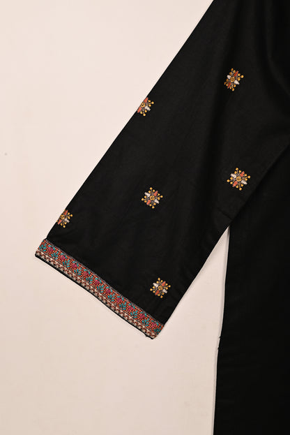 Podrum - Black - CAMBRIC EMBROIDERED KURTI