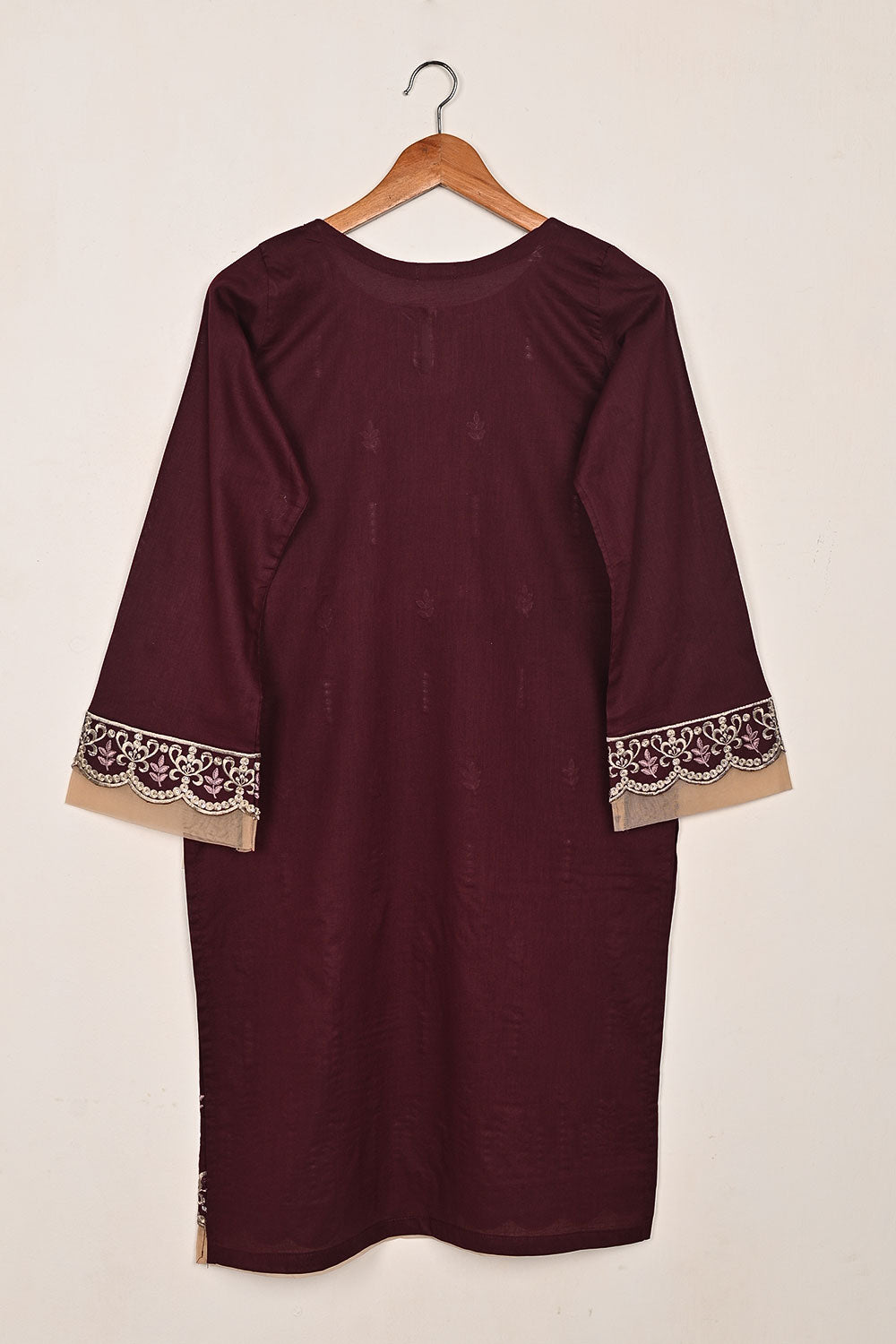 Elegant - Maroon - CAMBRIC EMBROIDERED KURTI