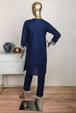 P-08-23-Blue - Paisley Top button 2Pc | 2Pc Cambric Embroidered Shirt With Embroidered Trouser
