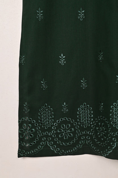 Sparko 2Pc - Bottle Green- CAMBRIC EMBROIDERED DRESS