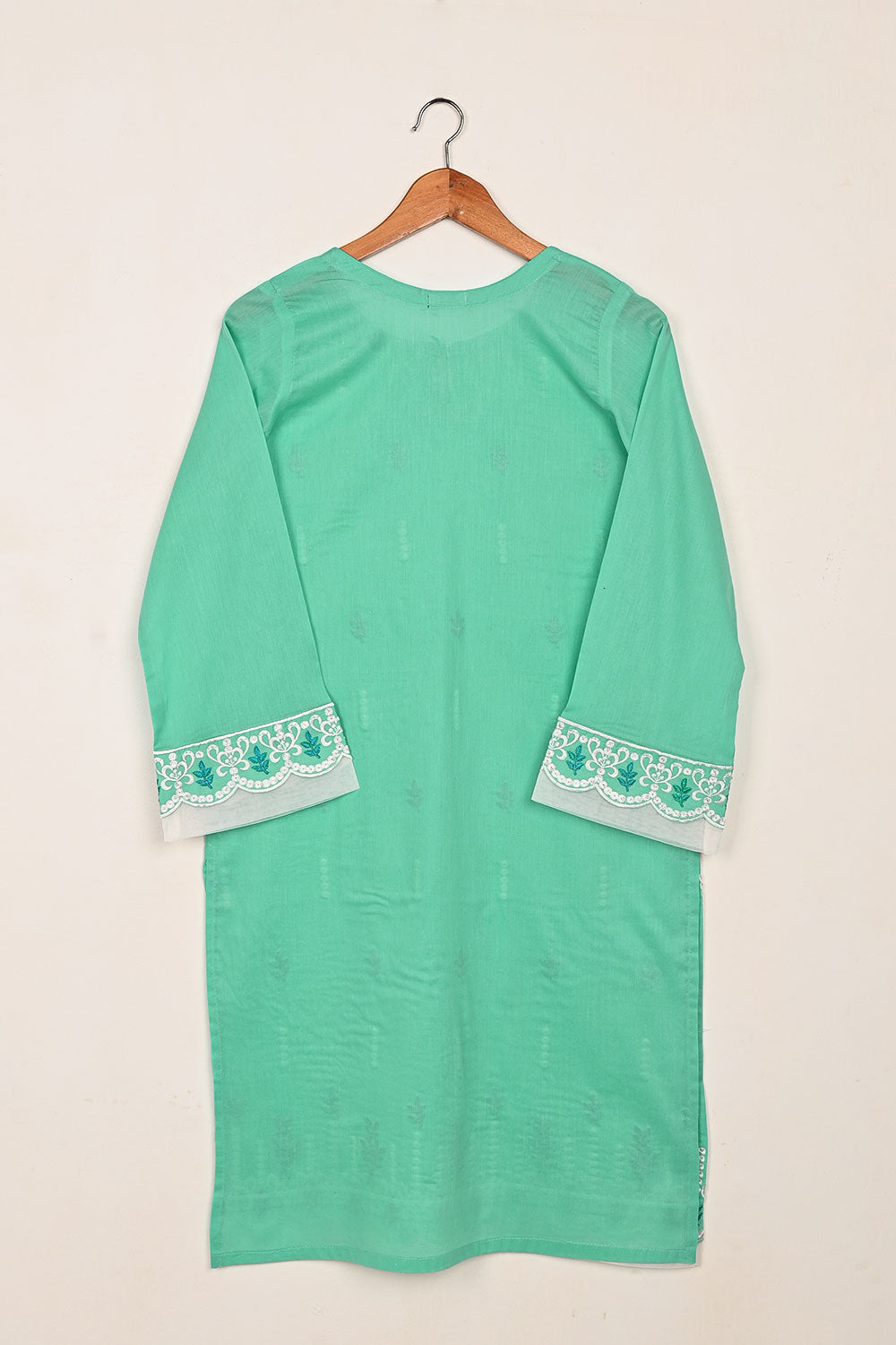 Elegant - Sea Green - CAMBRIC EMBROIDERED KURTI