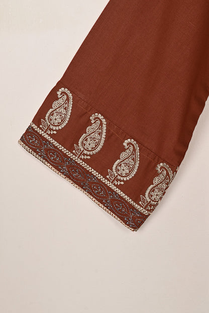 Carry Daman - Rust - CAMBRIC EMBROIDERED KURTI