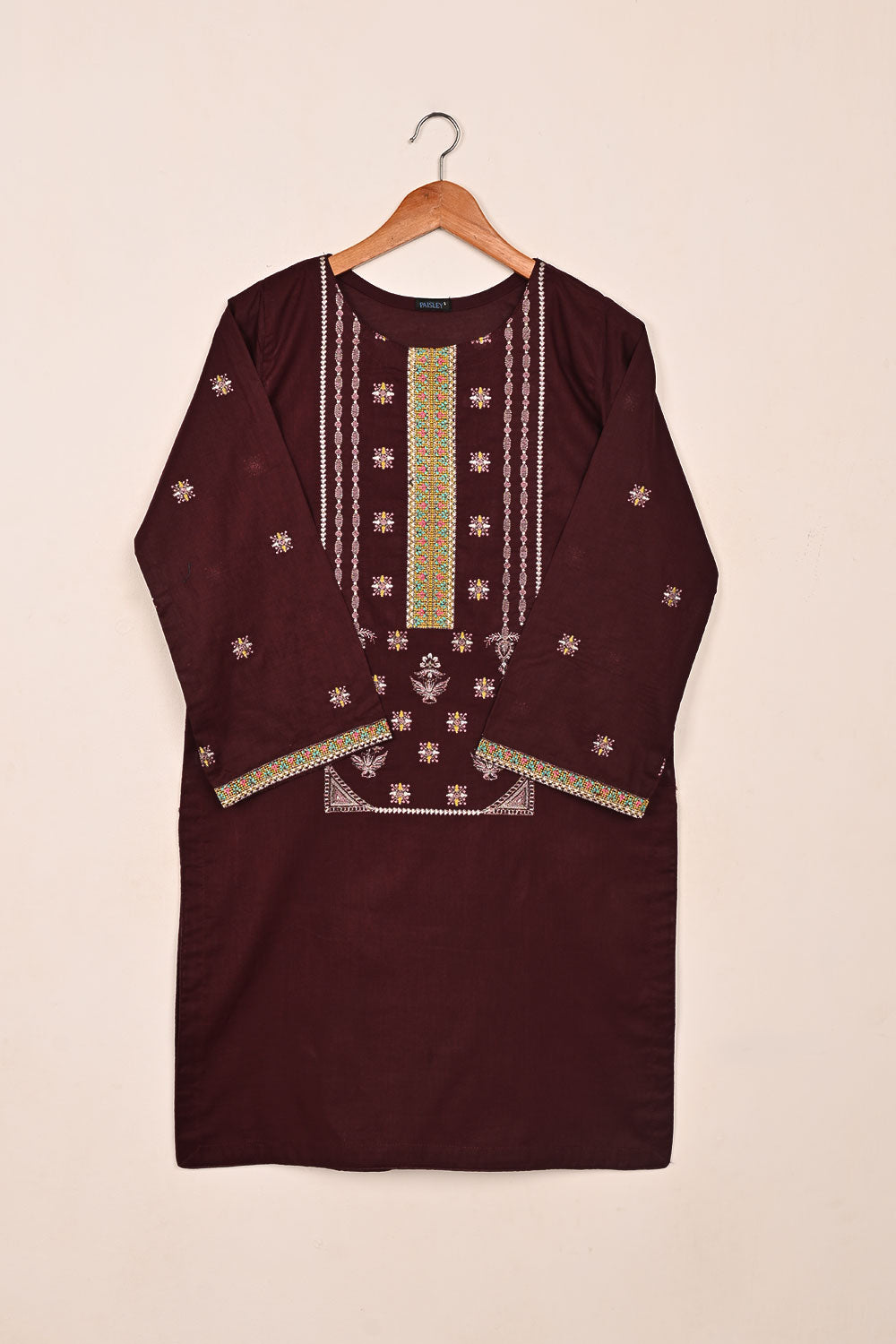 Podrum - Maroon - CAMBRIC EMBROIDERED KURTI