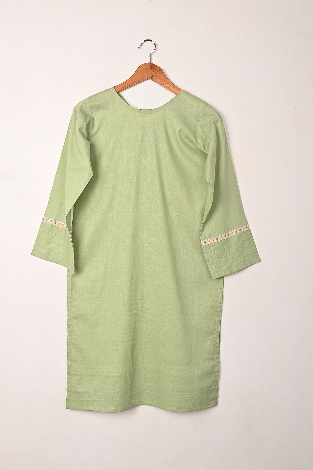 Solids - Pista - CAMBRIC EMBROIDERED KURTI