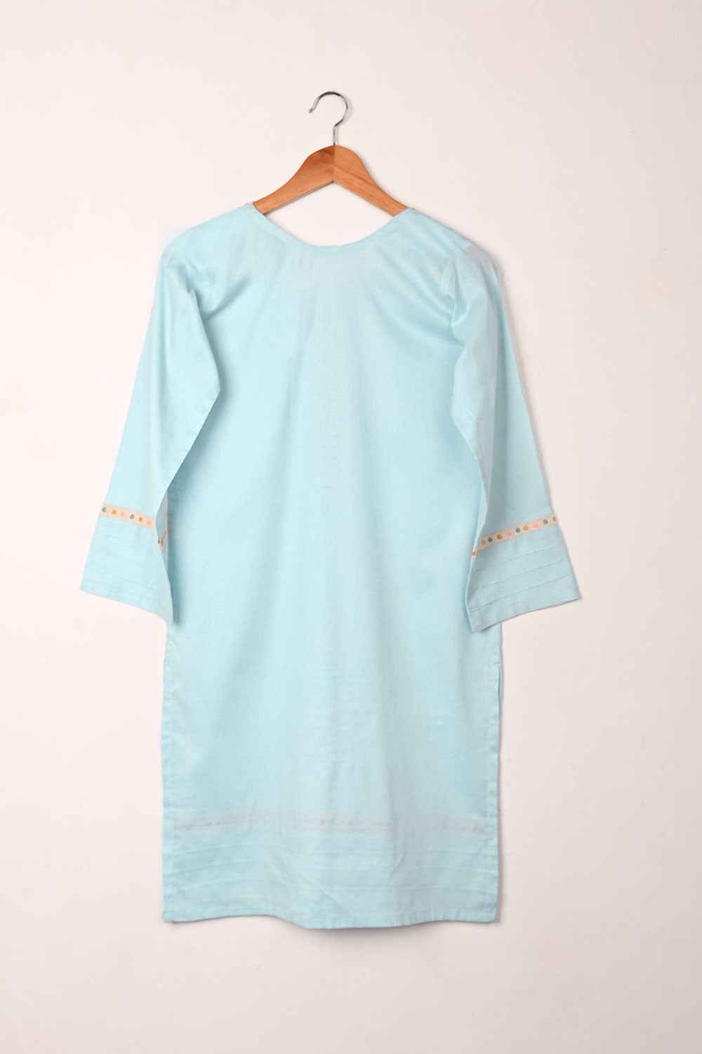 Solids - Sky Blue - CAMBRIC EMBROIDERED KURTI