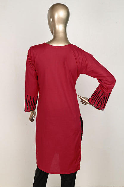 P-18-23-Red&Black- Boring | Cambric Embroidered Kurti