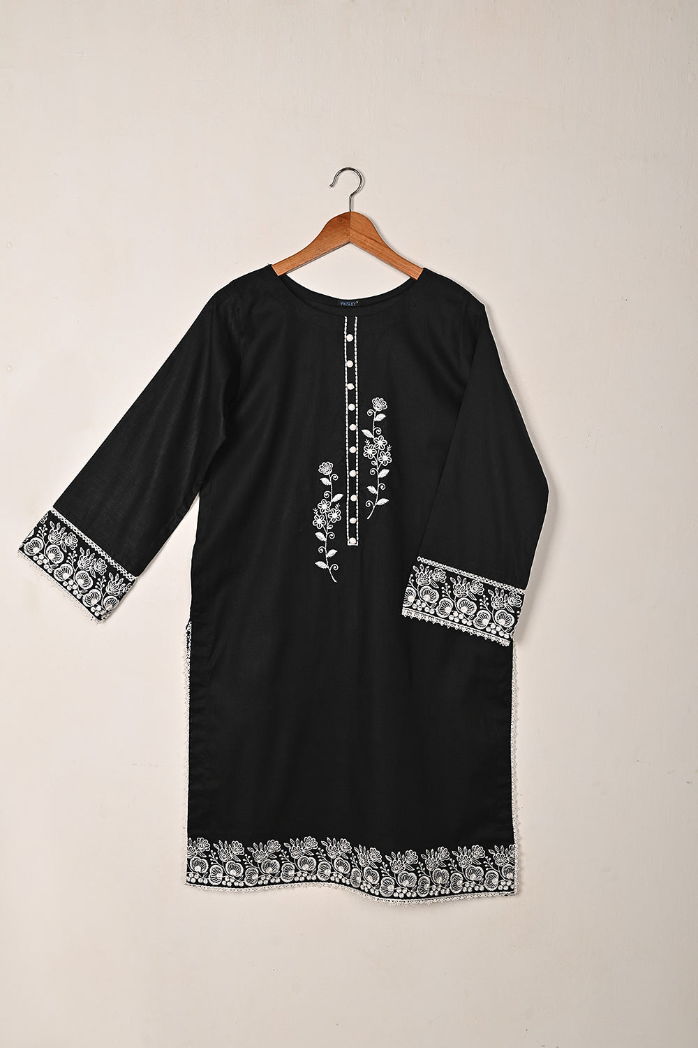 Ruby - Black- CAMBRIC EMBROIDERED KURTI