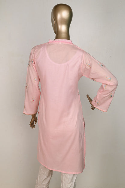 P-25-23-Pink - Concrete | Cambric Embroidered Kurti