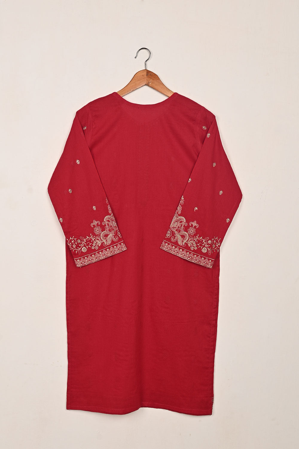 Parallel - Red - CAMBRIC EMBROIDERED KURTI