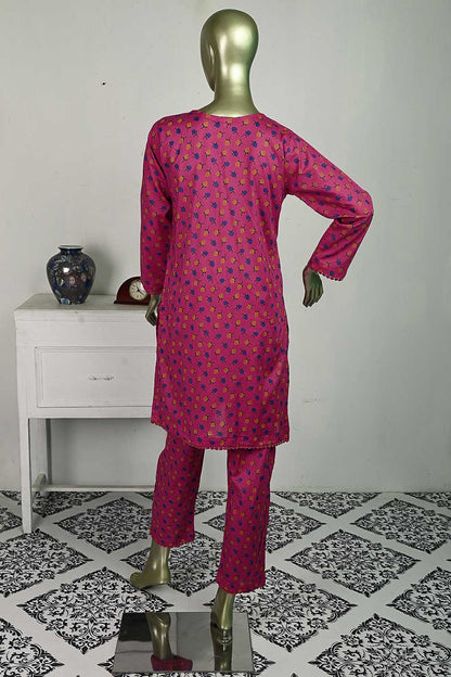 P-14-23-Pink - Tiny Roses | 2Pc Cambric Printed Shirt With Printed Trouser