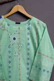 Cambric Embroidered & Printed Kurti - Block Tex (P-203-19-SeaGreen)