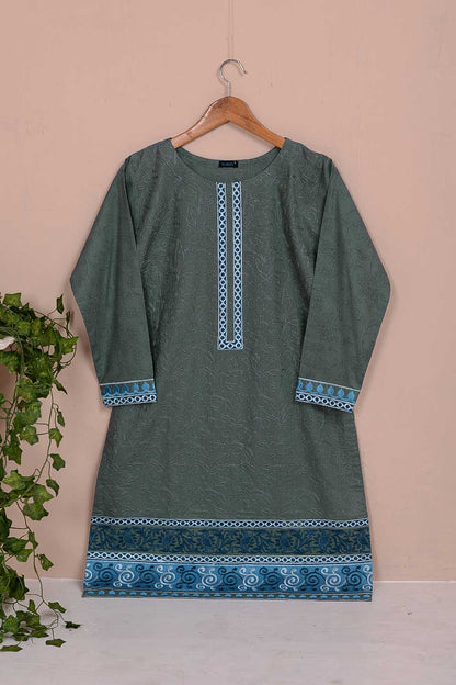 Cambric Embroidered & Printed Kurti - Ringo - (P-257-19-Grey)