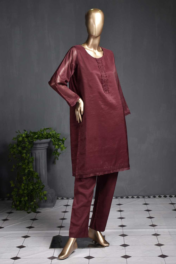 2 Pc Stitched Organza Lawn With Cotton Trouser - Snapdragon (TPS-01-Maroon)