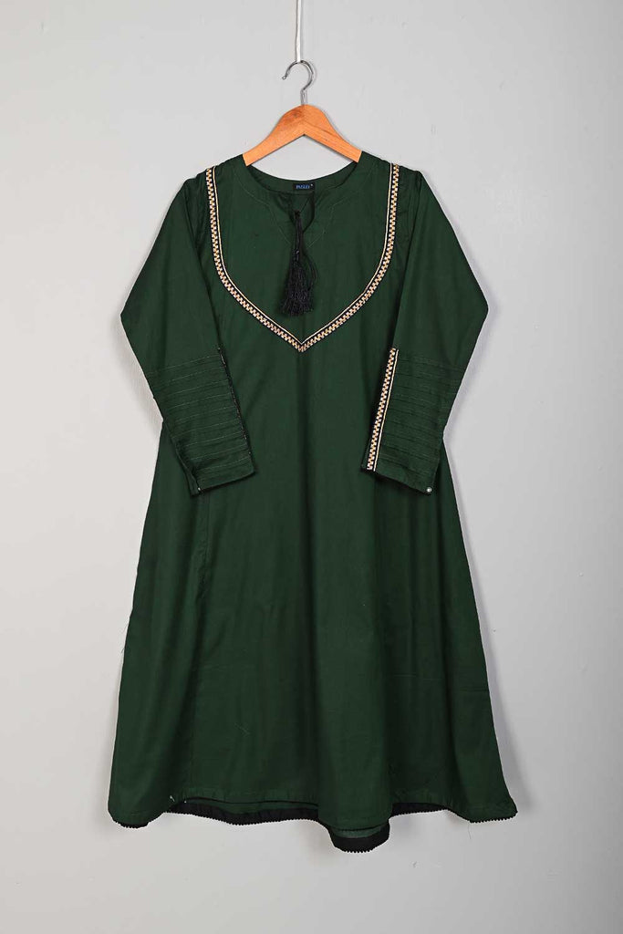 LT-16B-Green - Daisy - Cotton Stitched Frock