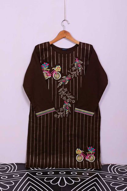 Kali Cycle (P-70-21-Brown) - Cambric Printed & Embroidered Kurti