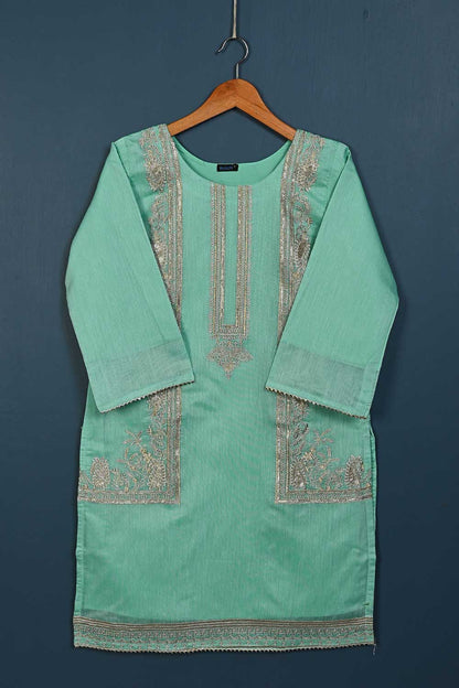 P-103-21-SeaGreen - Aurora - Paper Cotton Embroidered Kurti