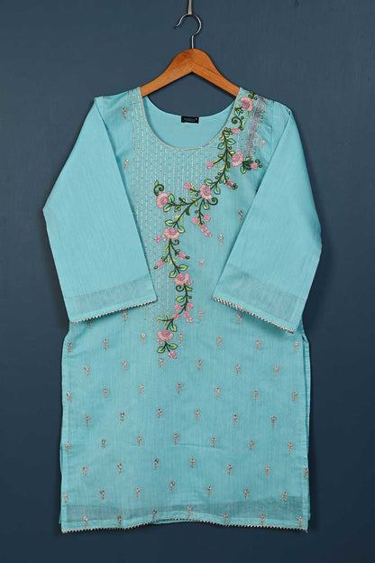 P-105-21-LightBlue - Euphonious - Paper Cotton Embroidered Kurti