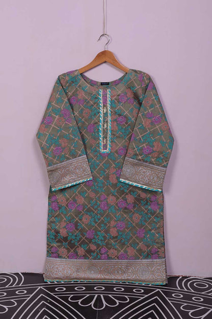 Sheep (P-58-21-Grey) - Paper Cotton Gold Printed Kurti