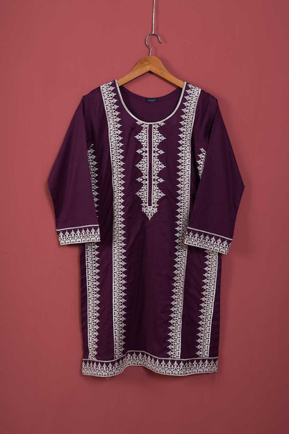 (PSW-08A-21-Purple) - Cotton Embroidered Stitched Kurti