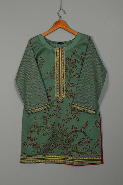 P-116-21-DullGreen - Wave - Cambric Embroidered Kurti