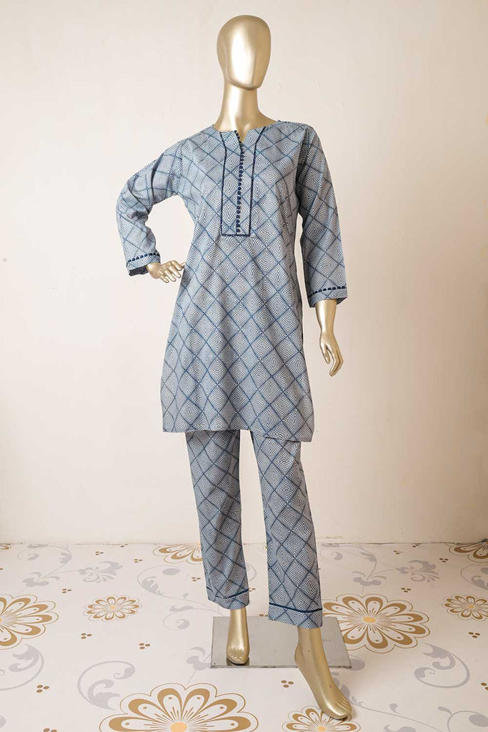 P-68-22-Navy Blue - Co-ord set 02 (X Print) | 2Pc Cambric Printed Shirt With Printed Trouser