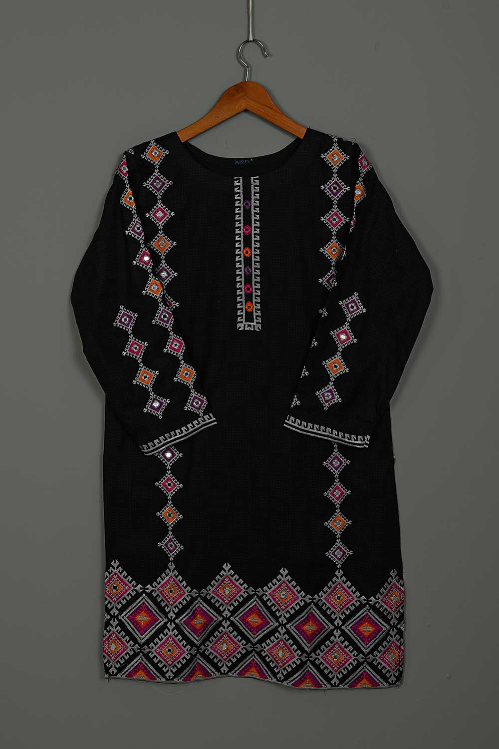 P-35-21-Black - Wrench - Cambric Embroidered Kurti