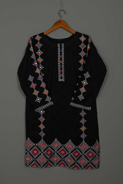 P-35-21-Black - Wrench - Cambric Embroidered Kurti