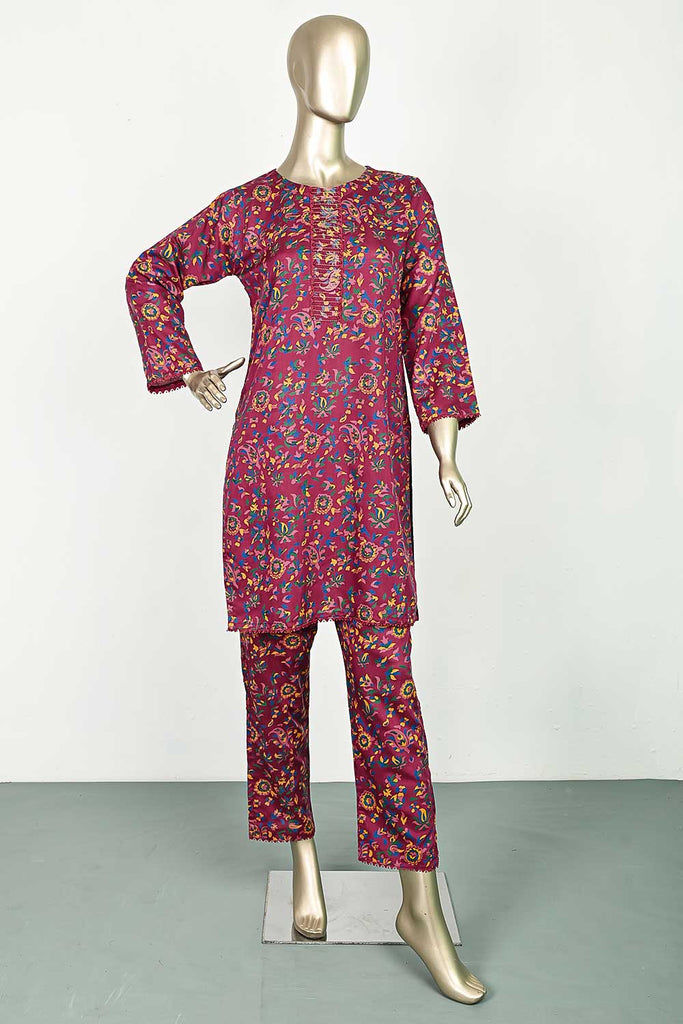 P-90-22-Pink - Viscose Carry | 2Pc Cambric Printed Shirt With Printed Trouser