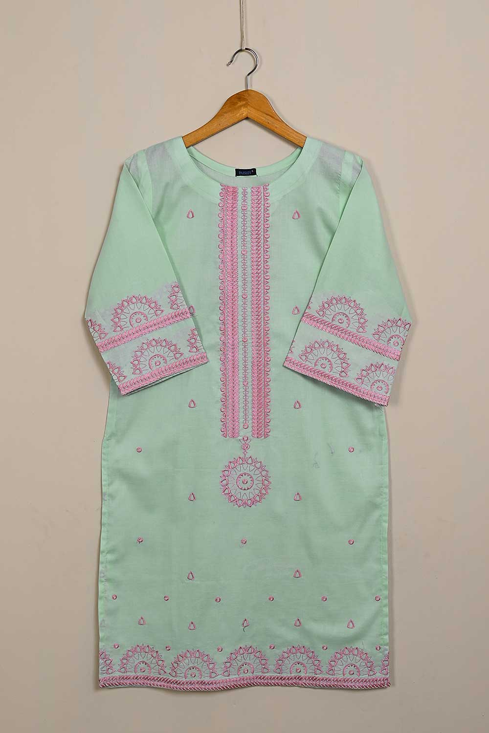 P-78-21-LightGreen - PY-01 - Cambric Embroidered Kurti