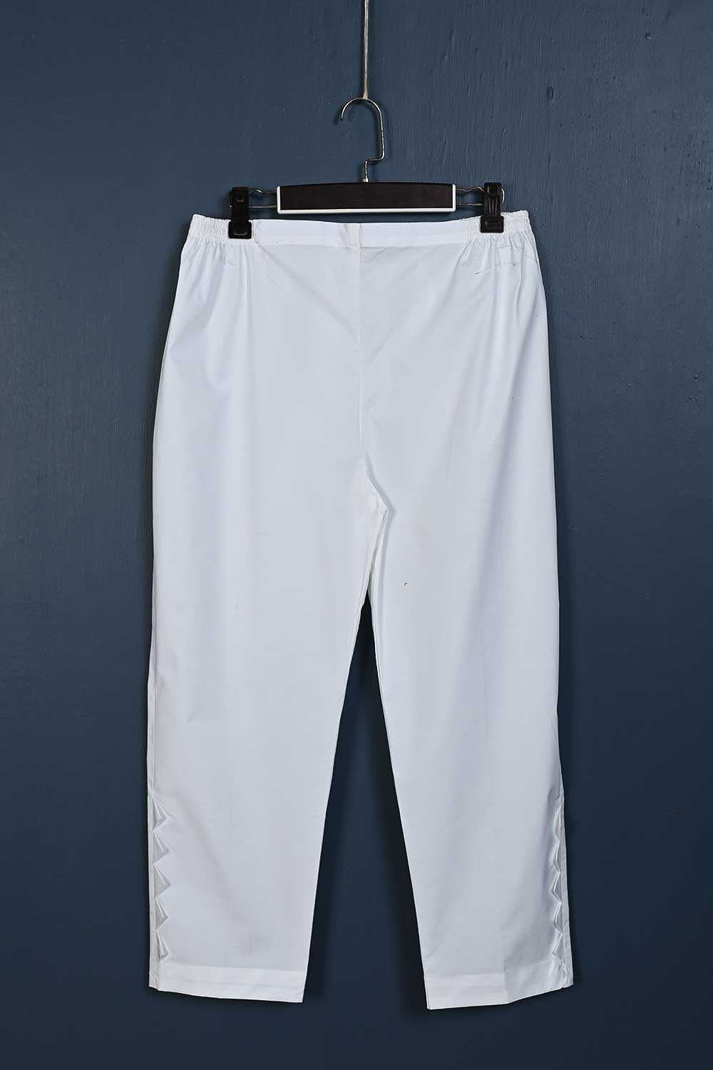 P-KS1-21-White - Khombi Cotton Stitched Trouser