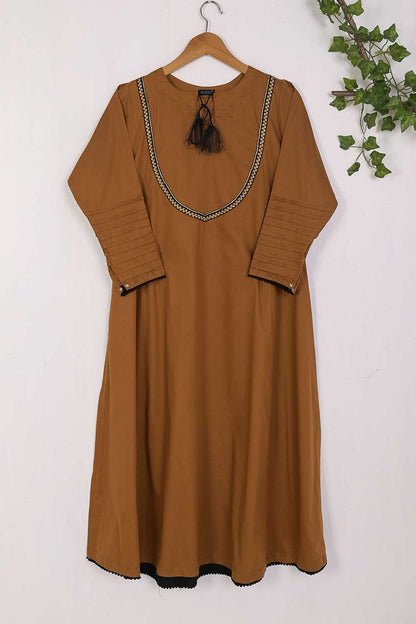 LT-16D-Brown - Daisy - Cotton Stitched Frock