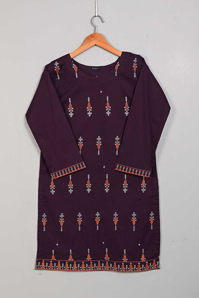 P-35-22-Purple - Downward - Cambric Embroidered Kurti