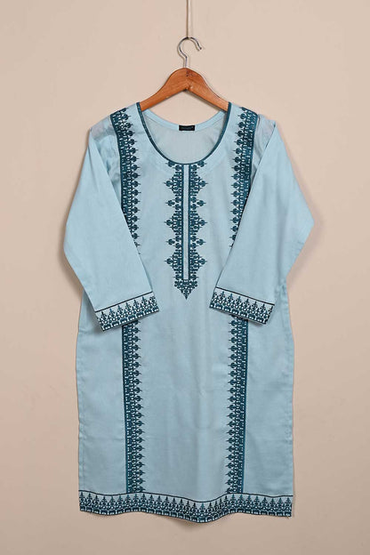 P-94-21-GreyishBlue - PY-17 - Cambric Embroidered Kurti